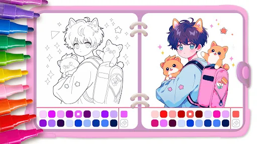 Gameplay screenshot 1 from Cute Drawing : Anime Color Fan - Educational game